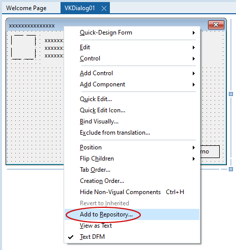 Jak používat Delphi Object Repository, obr. 4